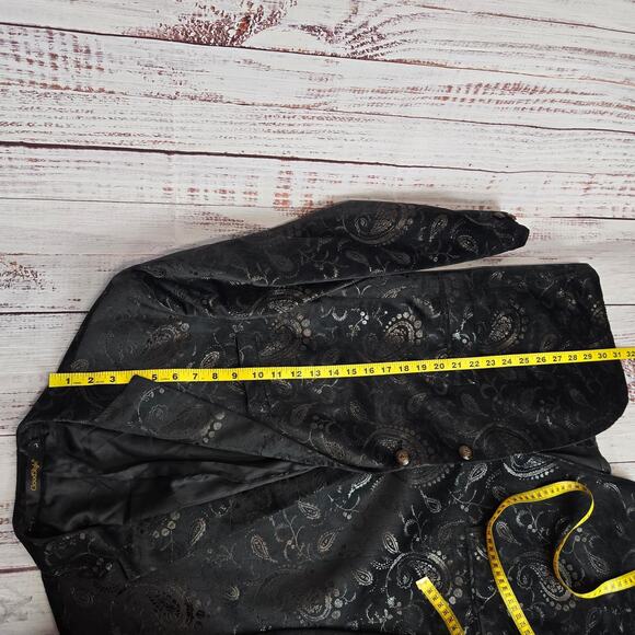 Cloudstyle Womens Black Velvet Blazer L Metallic Embossed Dark Academia Jacket - Picture 9 of 11